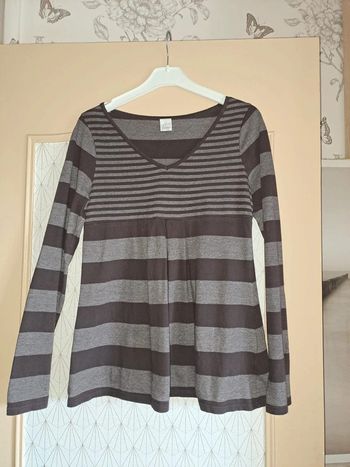 Jolie blouse camaïeu manche 40 longue femme marron tbe