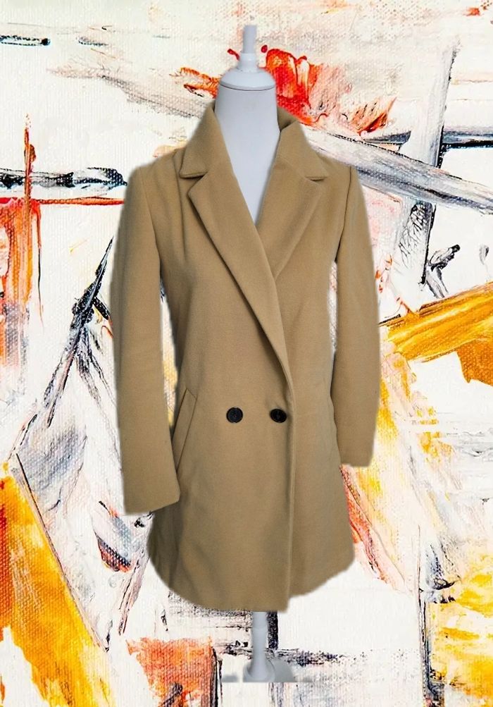 Manteau long beige en feutrine, Cache cache, taille 40 - photo numéro 2