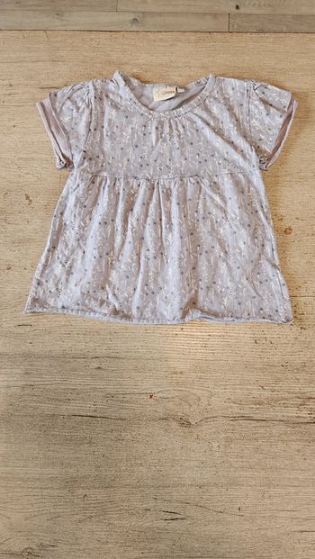 Blouse à manches courtes, parme avec petites fleurs, Charming Garden, 5 ans, nickel