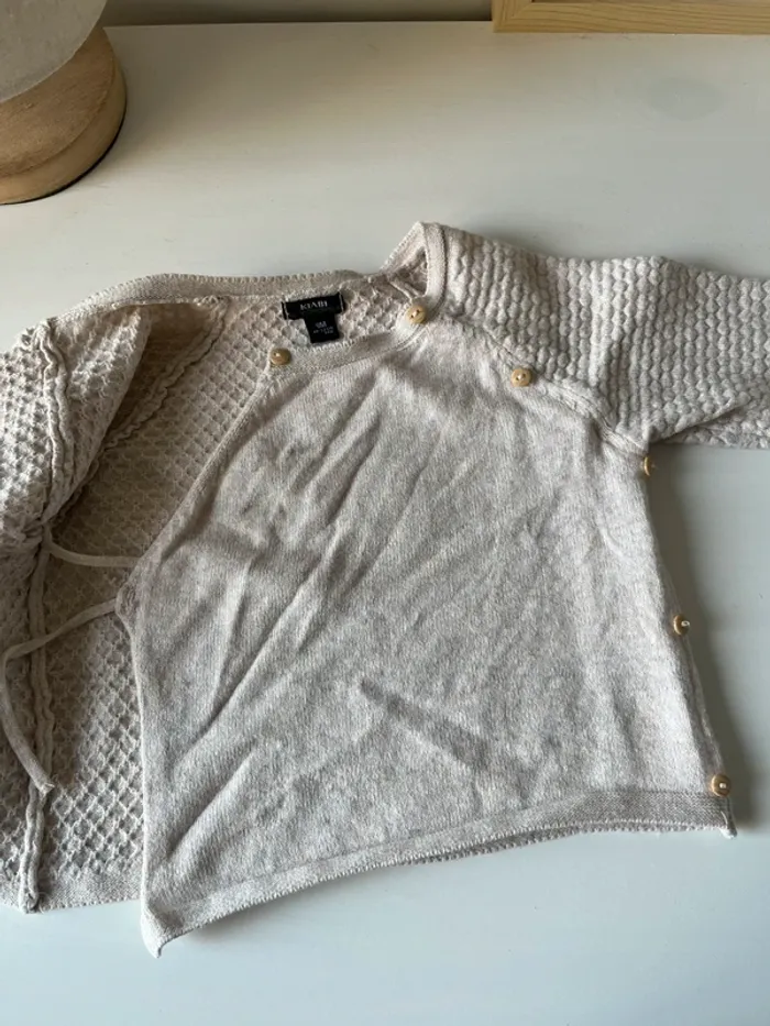 Gilet cache cœur beige bébé mixte - photo numéro 5