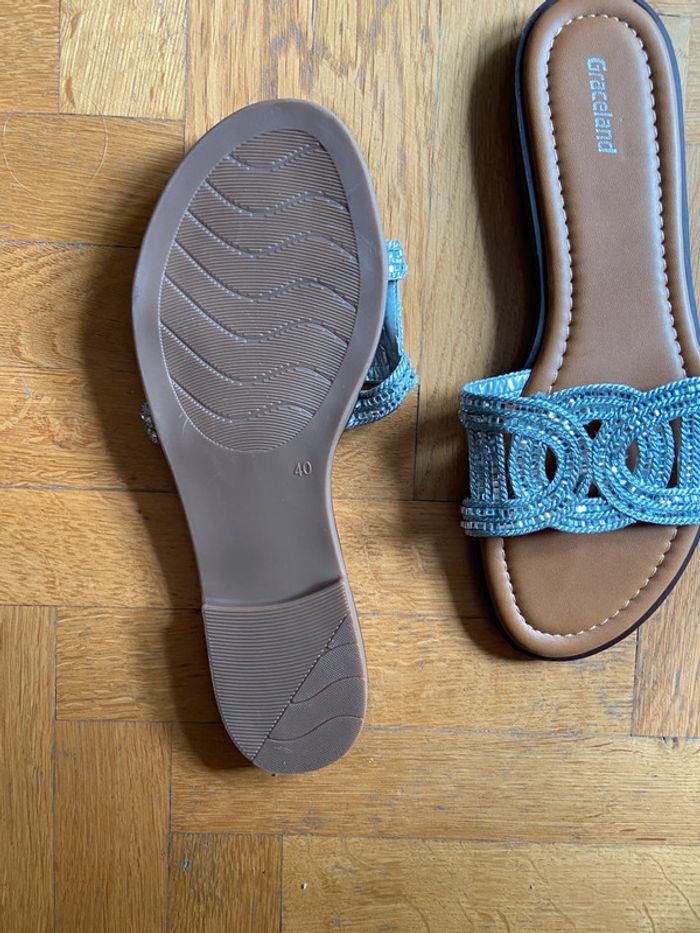Mules beige/argenté avec paillettes Gracalend taille 40 NEUF - photo numéro 3