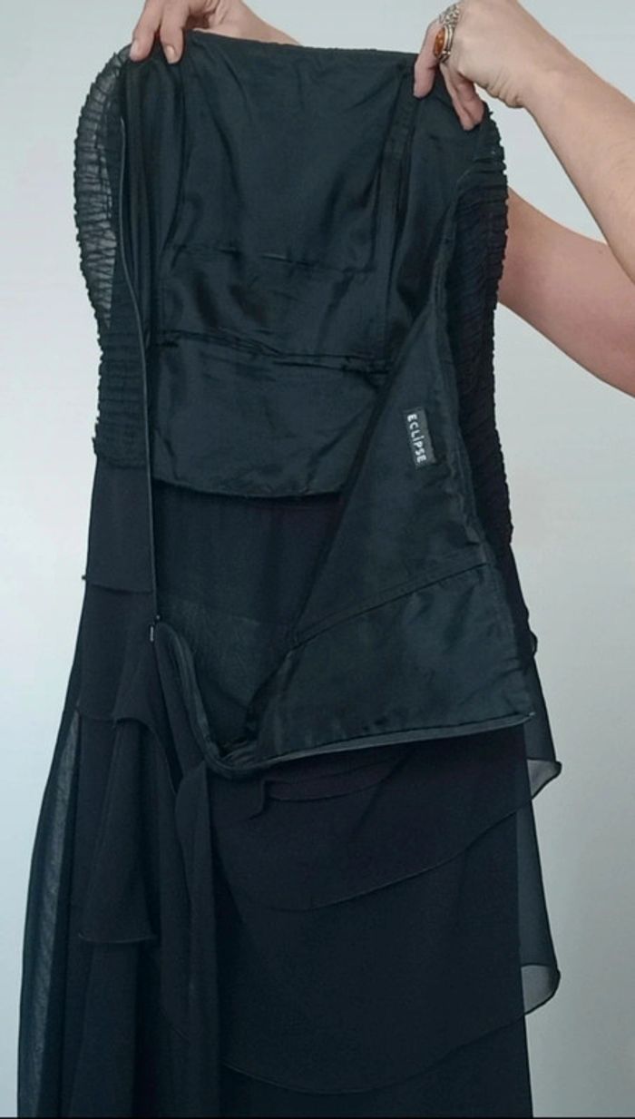 Robe cocktail bustier noire volantée chic taille 38 - photo numéro 14