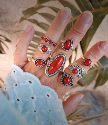 A36 Lot de 8 bagues bohème rétro diverses taille neuve