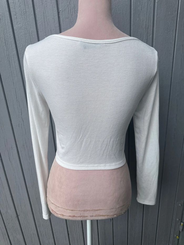Haut blanc manches longues crop top décolleté shein 36/S - photo numéro 4
