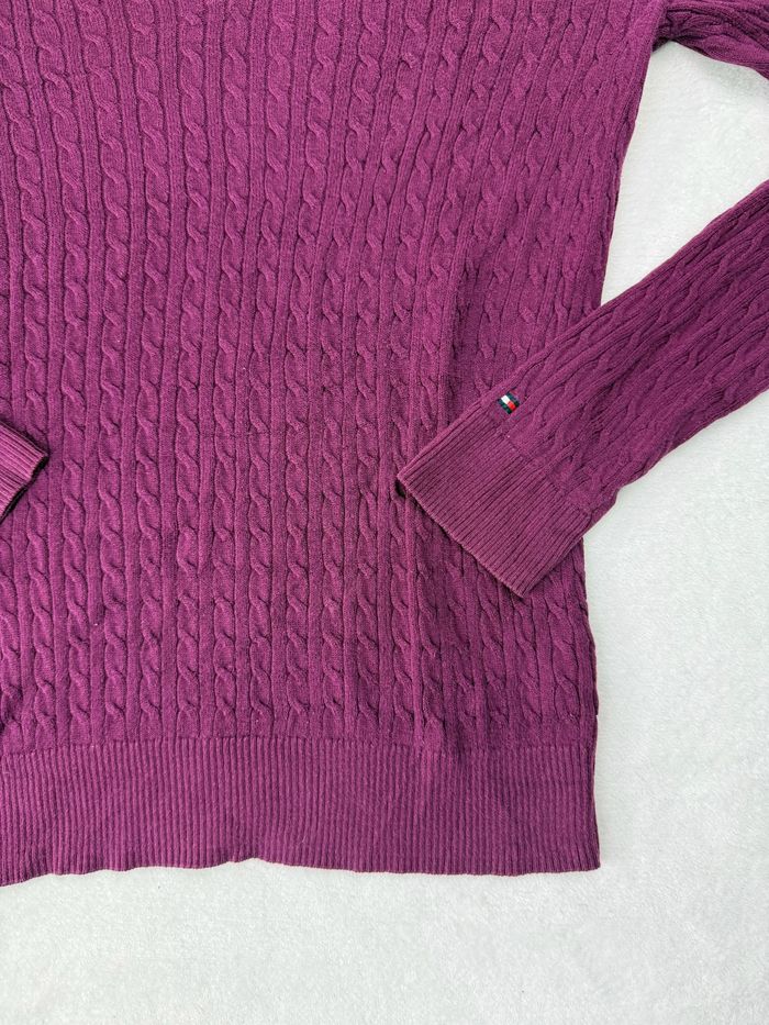 Pull torsadé violet Tommy Hilfiger pour femme taille M 100% coton Pima SM01625 - photo numéro 4