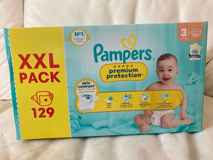 Pack XXL 129 Couches Pampers Premium protection taille 3 (6-10 kg)
