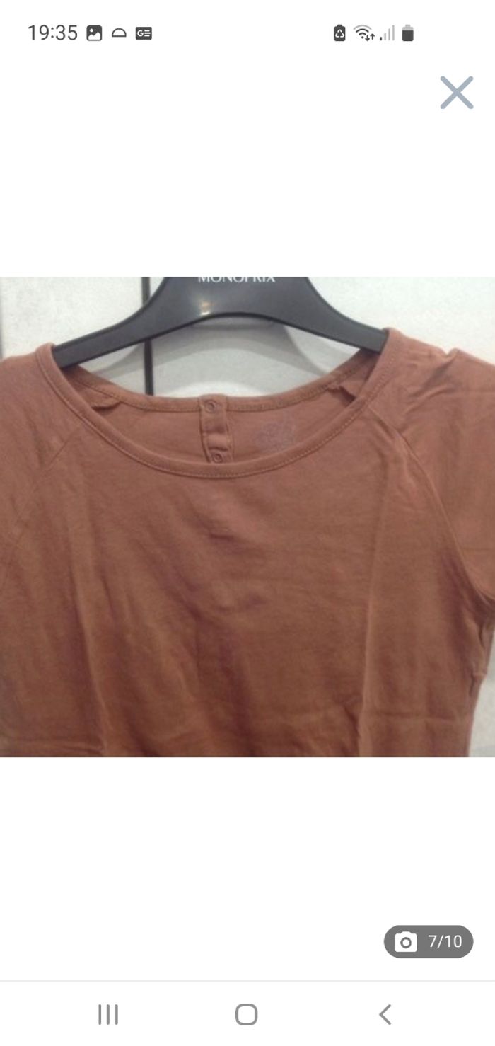 Tee-shirt manches courtes marron clair (praline) 12 ans Monoprix C.F.K - photo numéro 7
