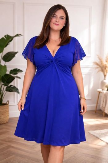 Robe patineuse d été manches courtes volantées bleu roi Femme taille 52 marque Boohoo 💍
