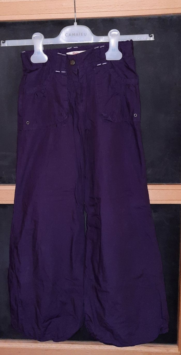 Pantalon 8 ans violet foncé élastique nterieur à la taille doublé 100% coton gémo