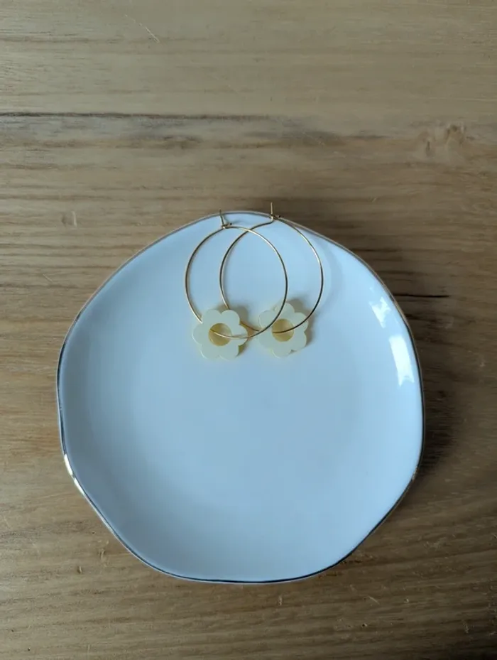 Créoles fleurs interchangeables jaune - photo numéro 4