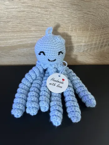 Doudou, Pieuvre pour prématuré avec cœur couleur bleu ciel Prématuré, jusqu'à 44cm Neuf avec étiquèt