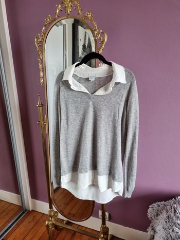 Pull chemise mohair gris Karl Marc John