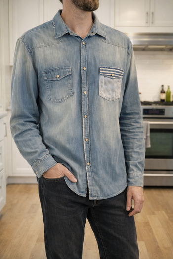 Chemise Homme Desigual style Jean 100% Coton manche longue Taille XL (H124)