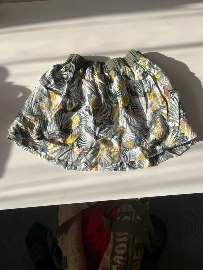 Jupe fille réversible à fleur ou kaki