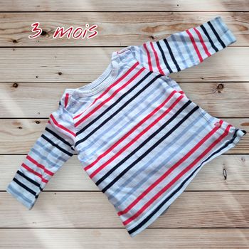 👕 T-shirt bébé Kimbaloo rayé – 3 mois ❤️ 