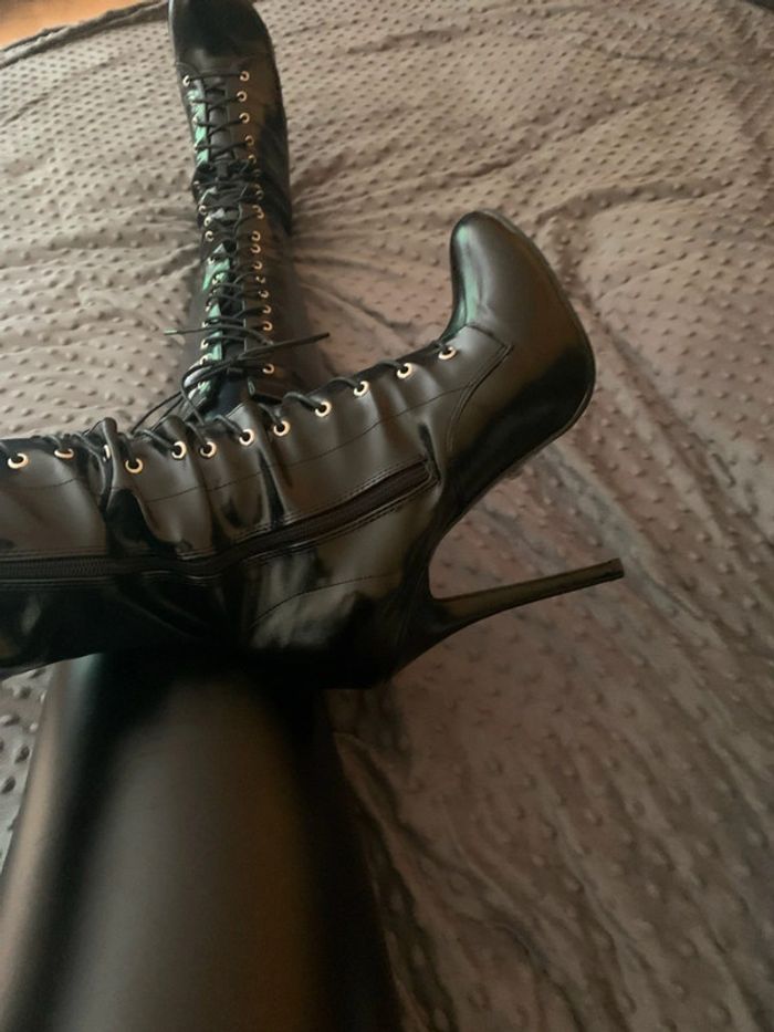 Botte escarpin noir a lacet 9cm - photo numéro 3