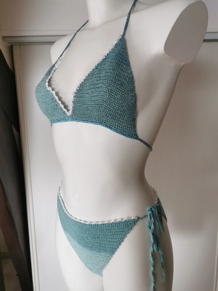 Bikini Bella fait au crochet bleu turquoise - photo numéro 5