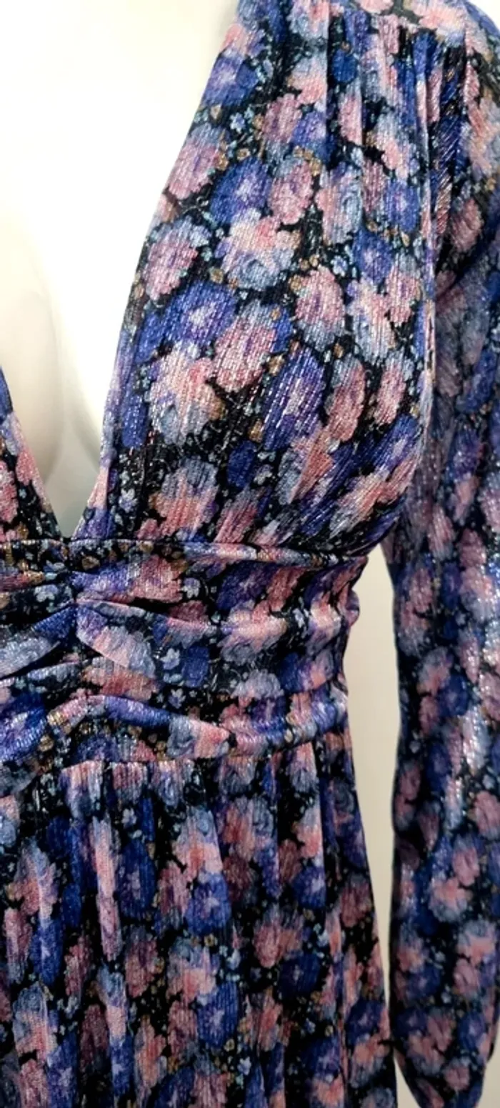 Robe longue maille violette et rose brillante lurex dos nu 38 - photo numéro 9