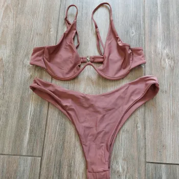 Maillot de bain 2 pièces Zaful taille L haut et bas marron