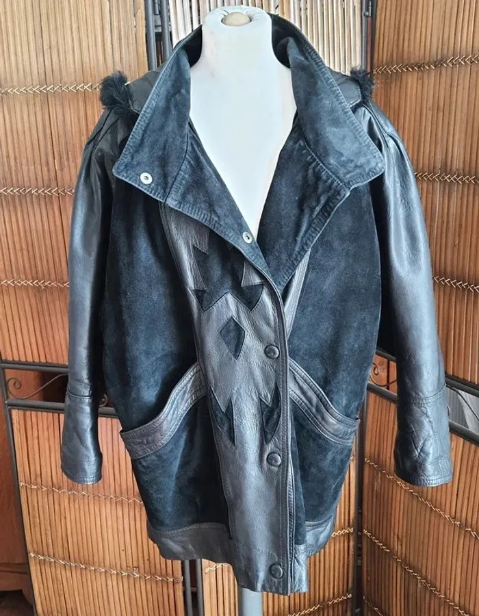 Manteau femme cuir et peaux "Berann" taille L Made in France