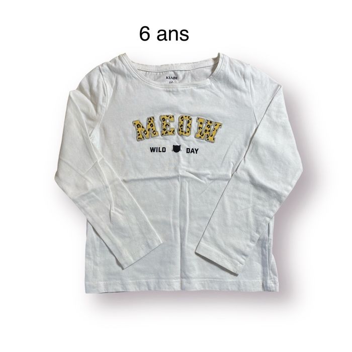 Kiabi T-shirt Meow manches longues blanc Taille 6 ans