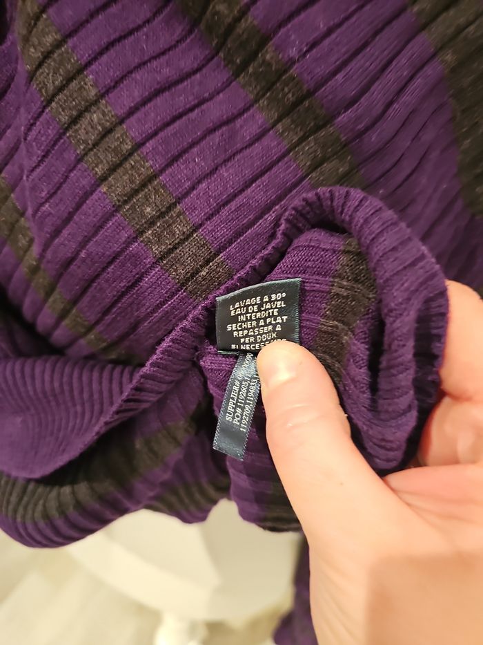 pull violet Lauren Ralph Lauren côtelé rayé femme grande taille - photo numéro 5
