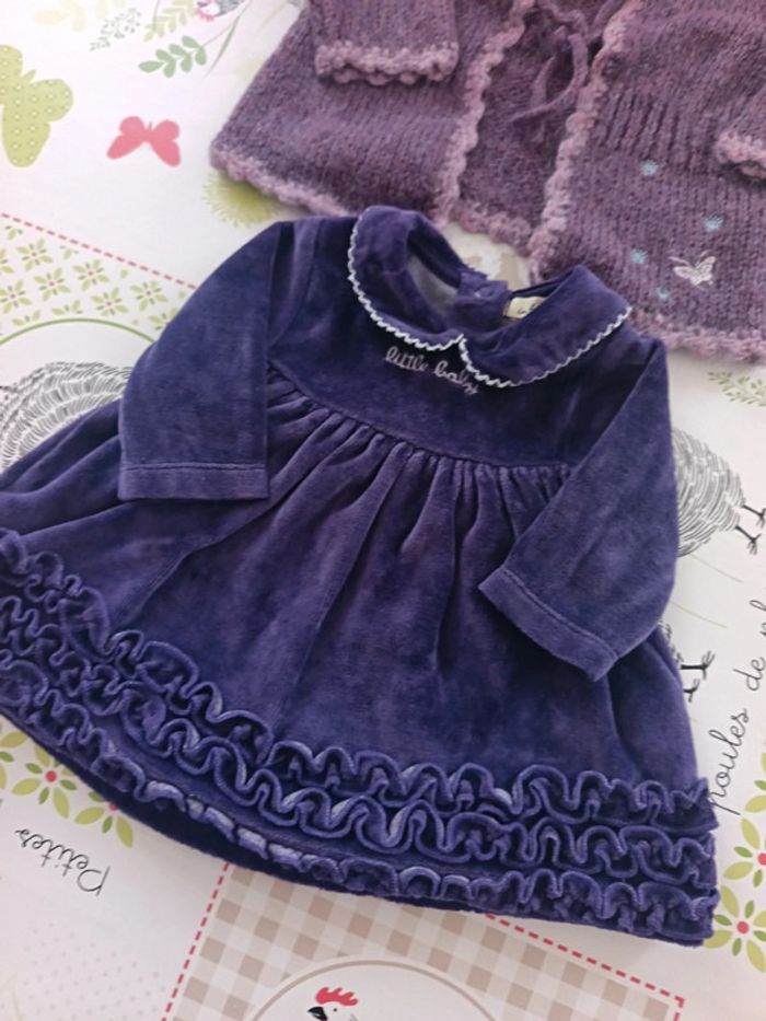 Ensemble robe+gilet taille 1 mois - photo numéro 3