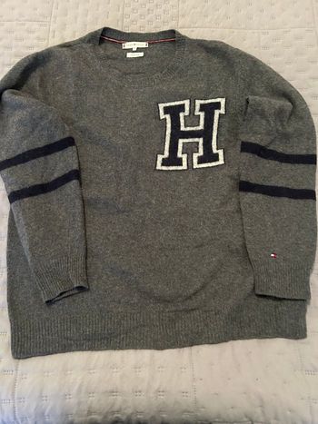 Pull Tommy Hilfiger gris – Taille L femme – Italian Yarn – Très bon état