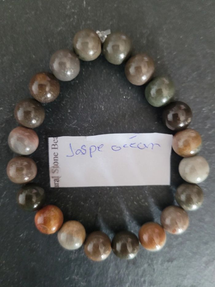 Bracelet en pierres naturelles de jaspe océan