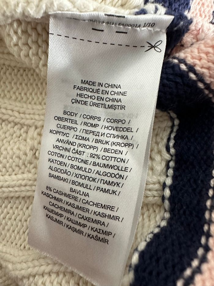 Pull en mailles torsades blanc crème Ralph Lauren T40 L - photo numéro 6