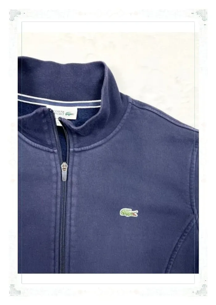 Lacoste veste bleu marine homme taille L coton zip sans capuche - photo numéro 5
