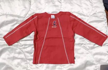 T-shirt manches longues rouge avec boutons à pression 23 mois kokinou