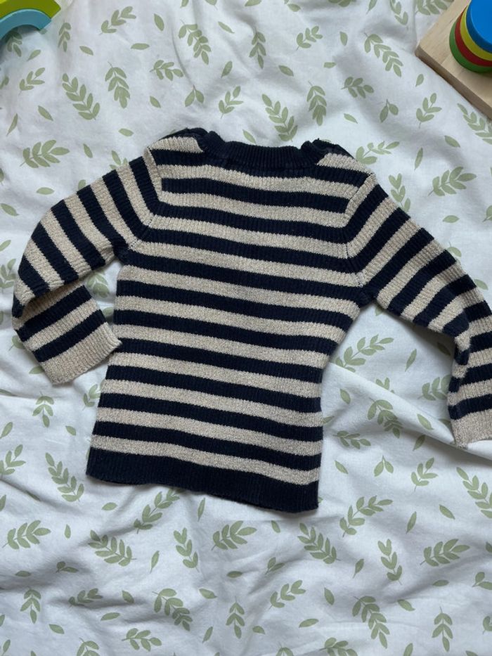 pull léger cotelé marine et beige à paillettes lulu castagnette 3 mois - photo numéro 7