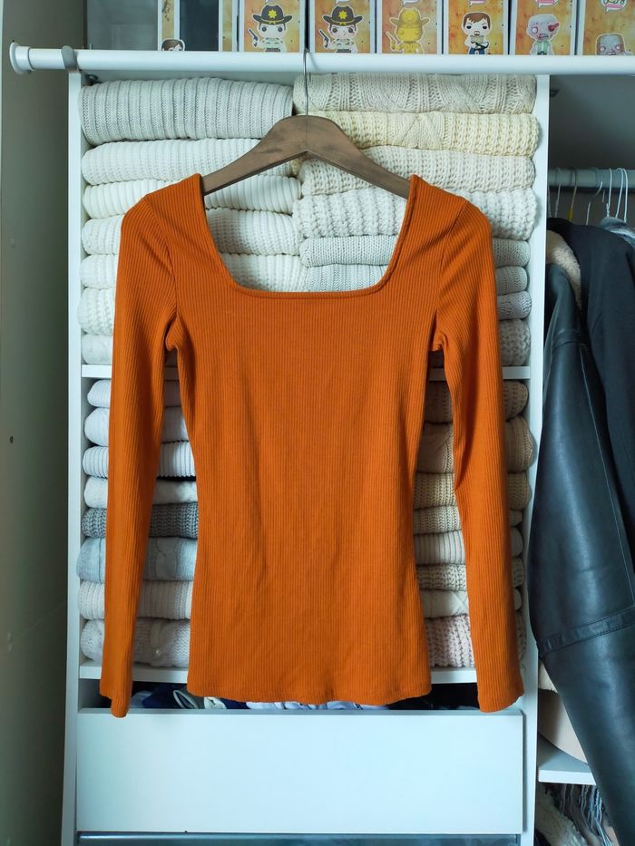 Tee shirt manches longues orange femme la redoute S