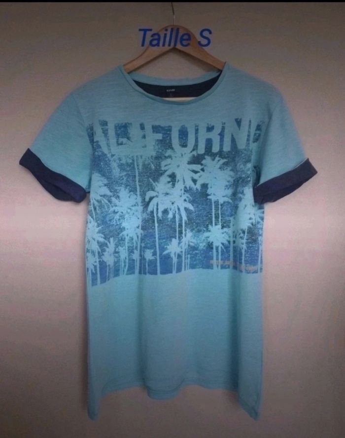 🌴 Superbe T-shirt vert/marine (taille S/16 ans) 🌴 - photo numéro 2