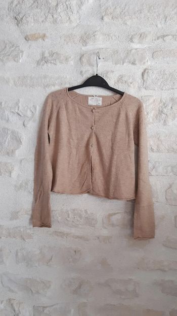 Gilet léger marron et brillants 10ans Zara