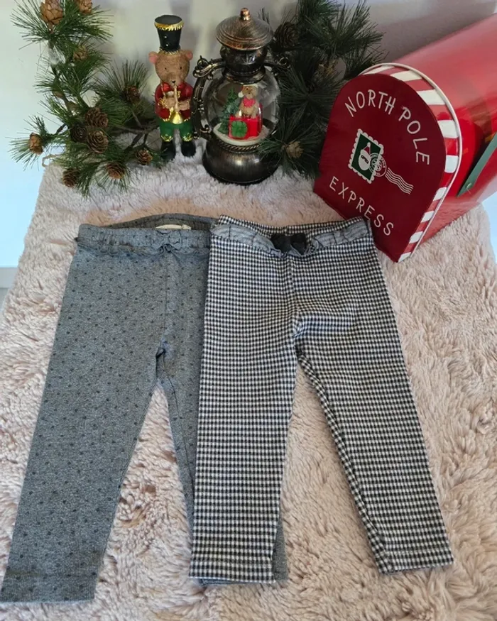 Lot de 2 Pantalons Bébé Fille – Taille 80 cm