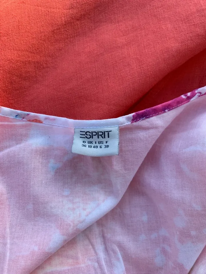 Robe en coton Esprit blanche à fleur orange taille 36 - photo numéro 13