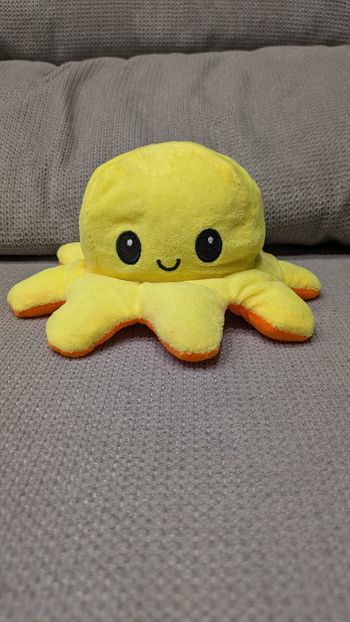 🐙 Peluche Pieuvre Réversible - Jaune & Orange (Humeur) 🐙
