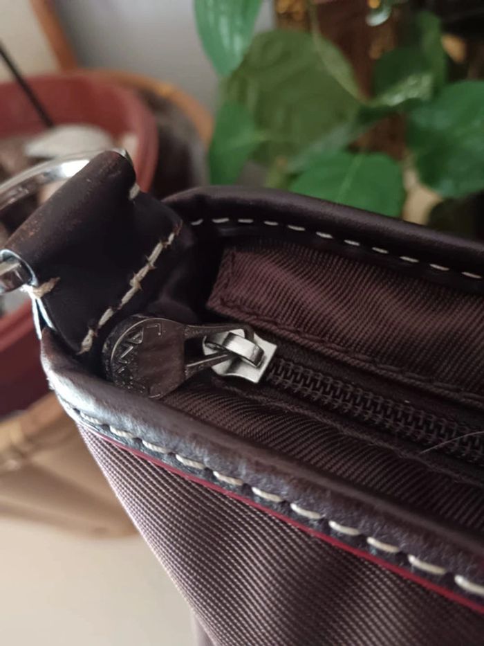 Cabas Lancel en toile et cuir marron - photo numéro 5