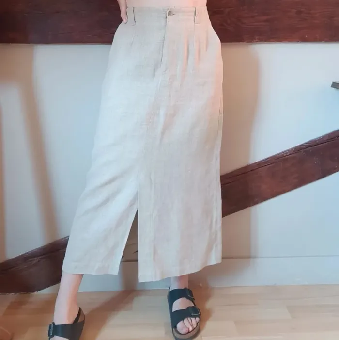 Jupe lin épais beige Autre Ton - photo numéro 2