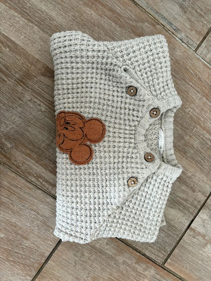 Pull en laine beige et marron Mickey - photo numéro 2