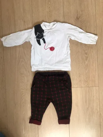 Ensemble 2 pieces t-shirt manches longues et pantalon 6 mois