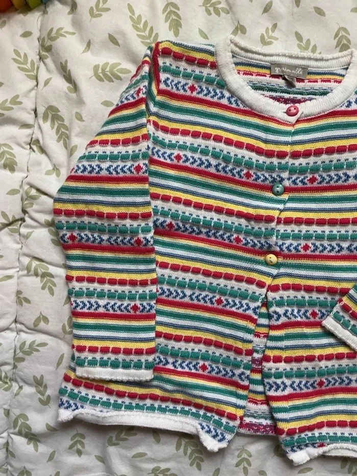 gilet rayé multicolore 18 mois grain de blé - photo numéro 5