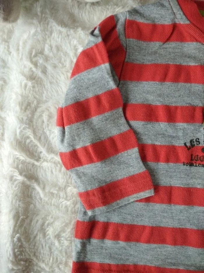 Polo tee shirt chemise manches longues Garçon 6 mois Les biscotos La compagnie des petits 100% coton - photo numéro 3