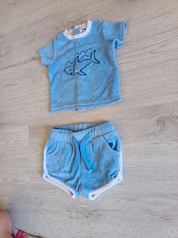 Ensemble 3 mois 62 cm Gémo short tee shirt neuf - photo numéro 2