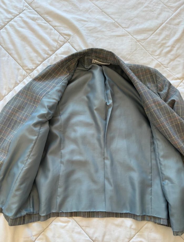 Veste blazer motif prince de galle carreaux gris noir Weinberg Paris vintage 90s taille L/XL - photo numéro 8