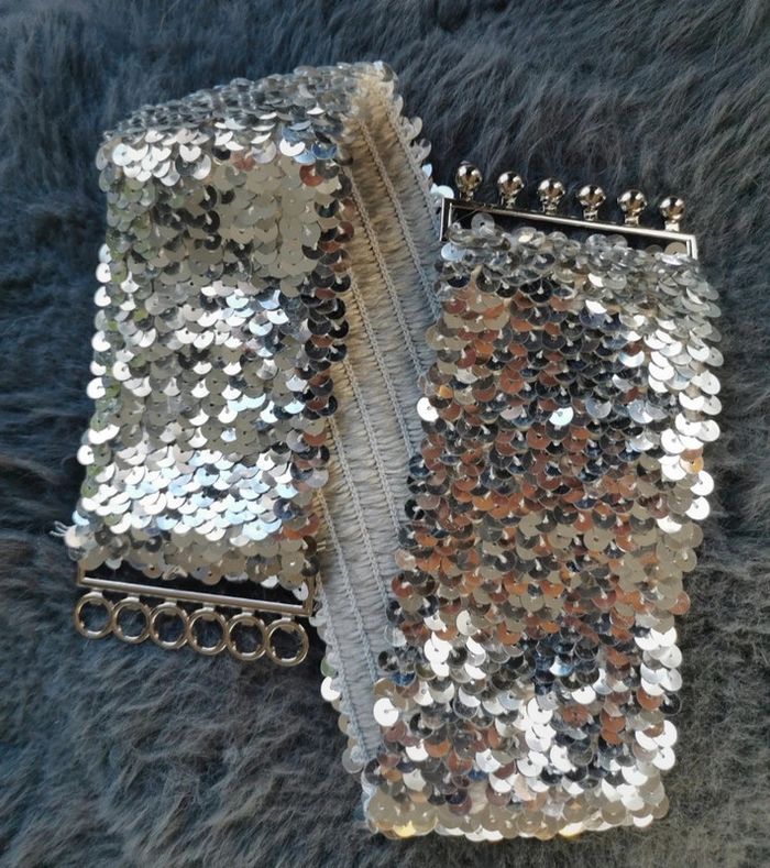 A21 ceinture gaine corset vintage rétro paillette argenté ajustable - photo numéro 2