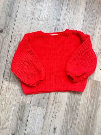 Pull grosse maille tricot rouge vif 2/4 ans h&m fille