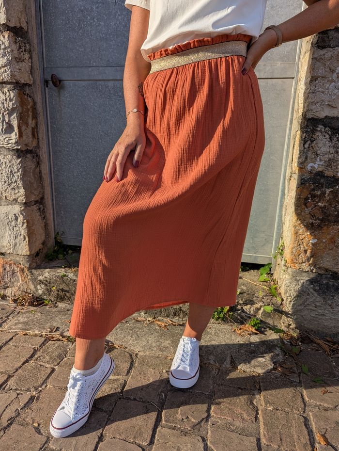 Jupe longue Chartres terracotta gaze de coton
Taille L